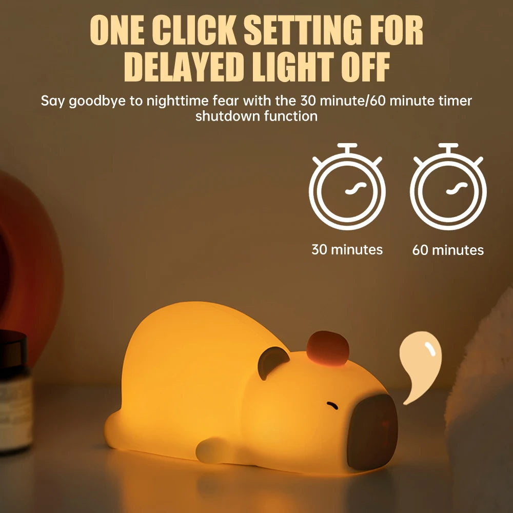 Cute Capybara Night Light Touch Sensor