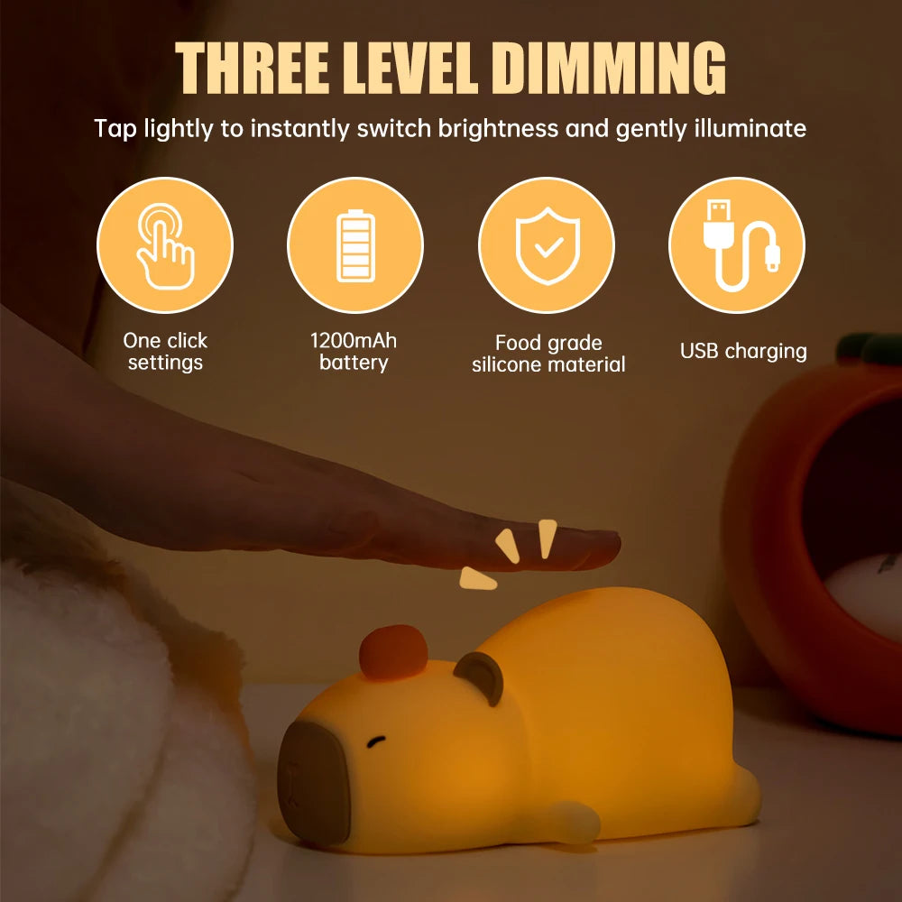 Cute Capybara Night Light Touch Sensor