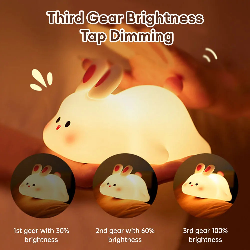 Cute Rabbit Pig Silicone Night Light Soft Light Touch Sensor