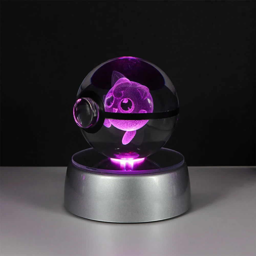 Pokemon 3D Crystal Ball Pikachu Figure Pokeball