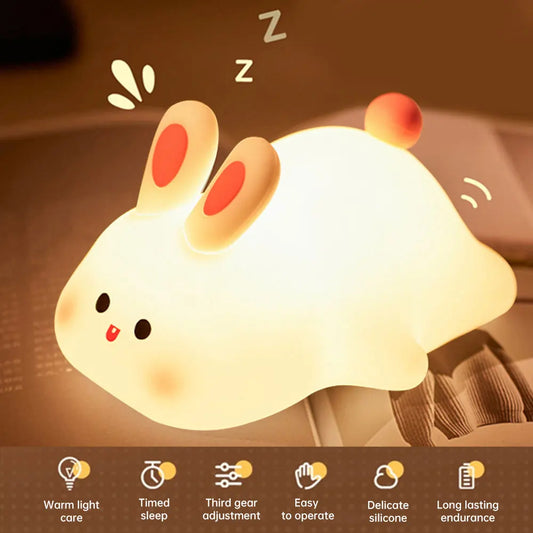 Cute Rabbit Pig Silicone Night Light Soft Light Touch Sensor