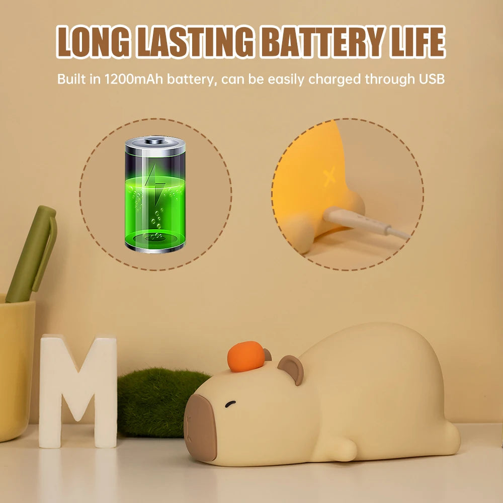 Cute Capybara Night Light Touch Sensor