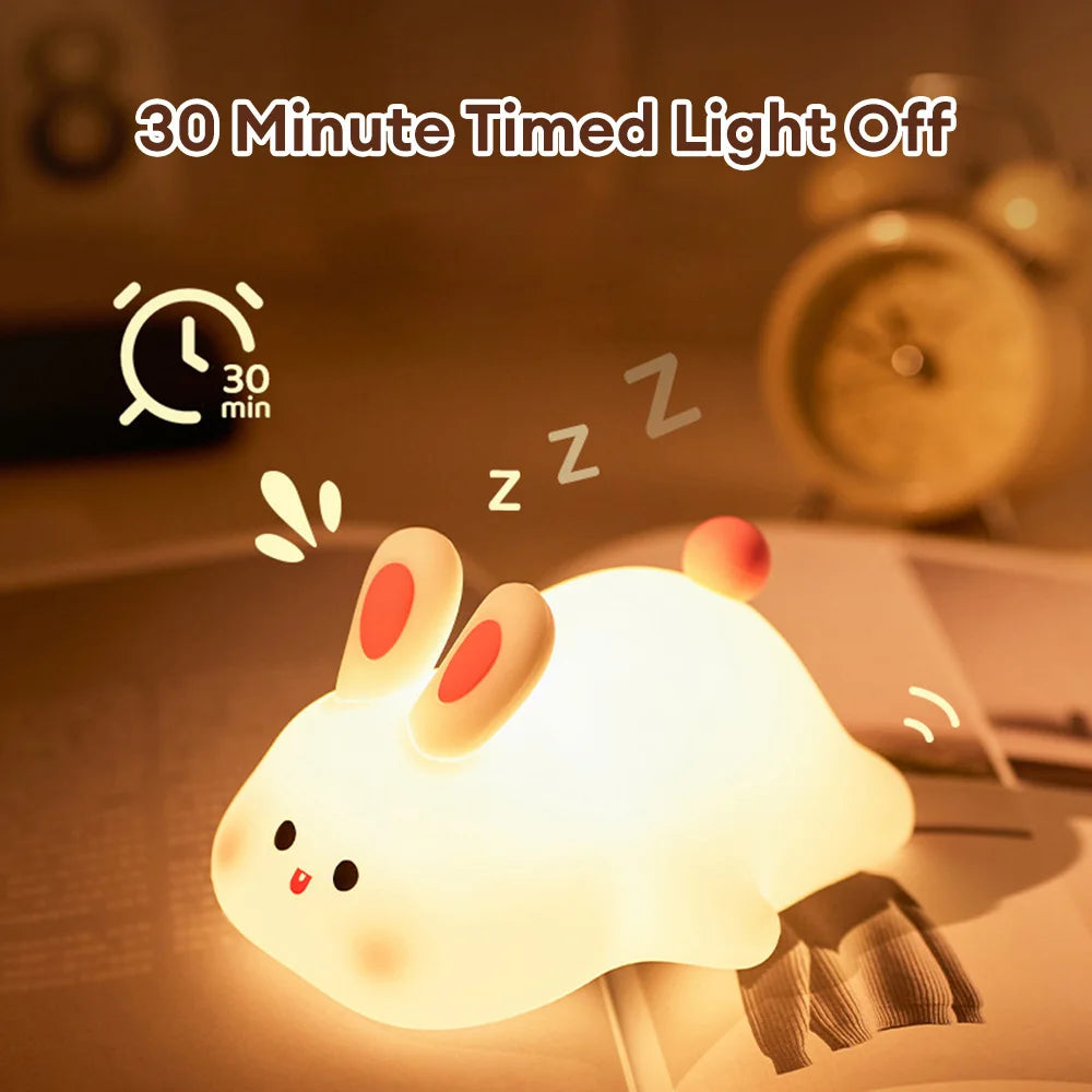 Cute Rabbit Pig Silicone Night Light Soft Light Touch Sensor