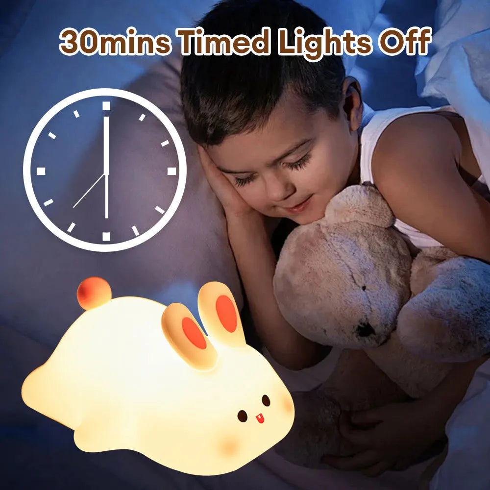 Cute Rabbit Pig Silicone Night Light Soft Light Touch Sensor