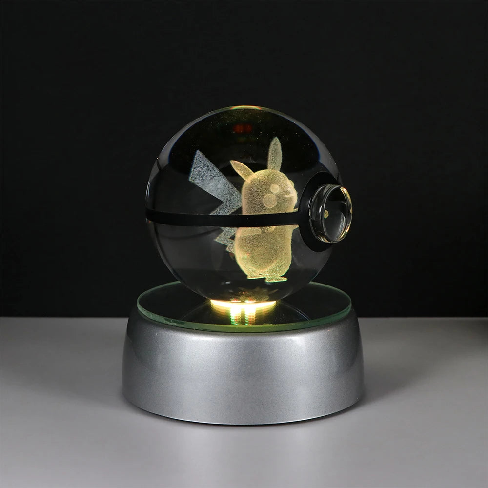 Pokemon 3D Crystal Ball Pikachu Figure Pokeball